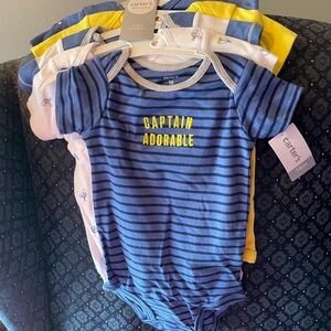 Carter's Blue, White, & Yellow Onesies Set of 5 — 18 Months New With Tags